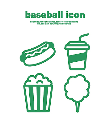아이콘 음료 음식 스포츠 디저트 경기 과자 축제 야구 팝콘 핫도그 야구장 솜사탕 2D아이콘 AI파일 스포츠시설 패스트푸드 구기 파일형식 벡터