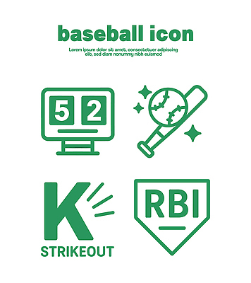 아이콘 디자인 스포츠 공 통계 그래픽 운동 야구 우승 수비 점수판 타격 2D아이콘 AI파일 모션 건강 구기 최고 파일형식 벡터