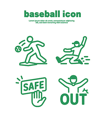 아이콘 스포츠 모션 협력 운동선수 안전 경기 운동 야구 표현 수비 아웃 2D아이콘 AI파일 건강 구기 파일형식 벡터