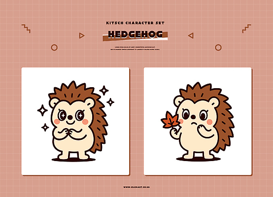 동물 캐릭터 디자인 분홍색 컬러 일러스트 나뭇잎 표정 그래픽 귀여움 촬영 표현 그림 고슴도치 순간 아기자기 일러캐릭터 AI파일 컨셉 잎 포유류 파일형식 벡터