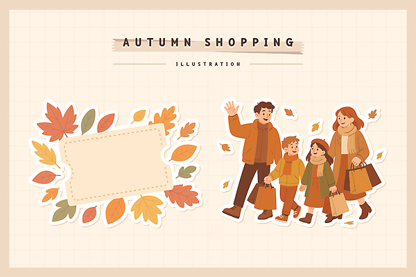 행복 가방 일러스트 가족 모션 나뭇잎 거리 따뜻함 미소 풍경 쇼핑 소풍 걷기 양손 시간 입장 즐거움 외출 소통 국내일러스트 AI파일 손 잡화 감정 컨셉 잎 관계 표정 야외활동 파일형식 벡터