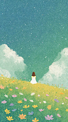 JPG 행복 별 여유 꽃밭 일러스트 자연 하늘 바람 풍경 소녀 잔디 여름 평화 고요 일몰 산책 감상 꿈 언덕 코스모스 그림 청명 국내일러스트 AI일러스트 AI콘텐츠 자연요소 식물 계절 여자 꽃 감정 어린이 컨셉 날씨 휴식 노을 생태계 파일형식
