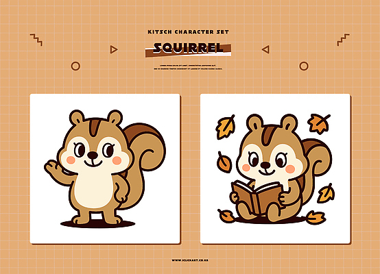 동물 캐릭터 디자인 컬러 단풍 일러스트 자연 웃음 사람 책 세트 귀여움 표현 읽기 그림 다람쥐 이미지 생동감 아기자기 일러캐릭터 AI파일 컨셉 잎 모션 표정 설치류 생태계 파일형식 벡터