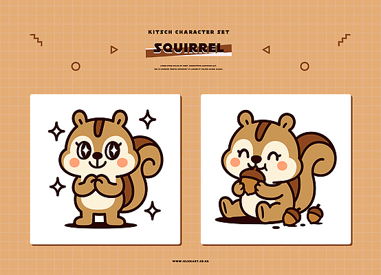 동물 캐릭터 디자인 컬러 백그라운드 일러스트 모션 스튜디오 귀여움 표현 다람쥐 호두 도토리 손그림 정물화 창작 키치 일러캐릭터 AI파일 컨셉 견과류 설치류 그림 파일형식 벡터