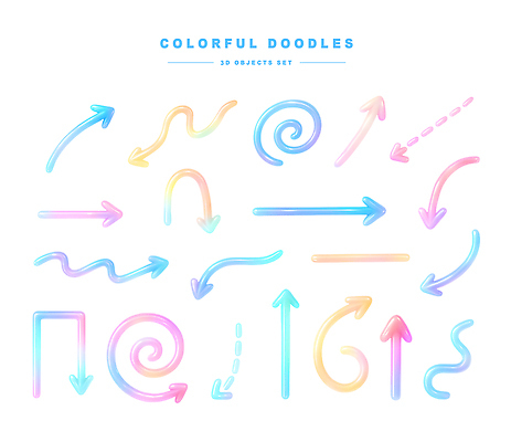 모양 PSD 편집이미지 디자인 화살표 선 컬러 색연필 그래픽 상쾌 그림 부드러움 손그림 디지털아트 편집3D 감정 학용품 3D 감각 파일형식