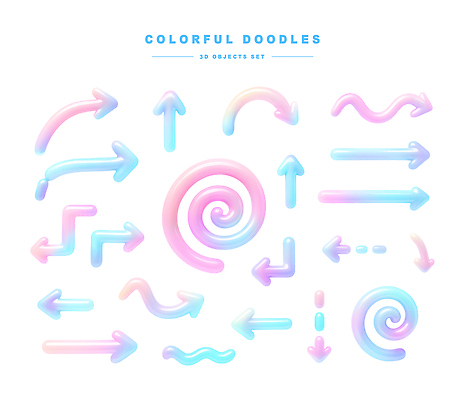 PSD 편집이미지 디자인 화살표 예술 컬러 도안 추상 나선형 그래픽 장식 세트 배열 오브젝트 파스텔 아기자기 편집3D 컨셉 무늬 학용품 3D 파일형식