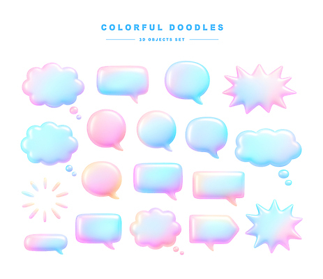 도형 PSD 편집이미지 디자인 배너 감정 컬러 말풍선 스티커 수채화 대화 그래픽 장식 드로잉 소통 창의성 편집3D 컨셉 말하기 미술 3D 파일형식