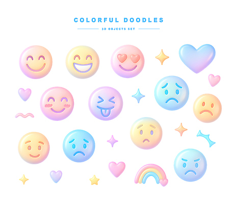 PSD 편집이미지 디자인 감정 컬러 표정 사랑 미소 웃음 빛 귀여움 기쁨 슬픔 하트 드로잉 파스텔 이모티콘 편집3D 모양 컨셉 학용품 미술 3D 파일형식