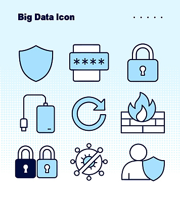아이콘 안전 디지털 자료 기계 보호 연결 잠금 보안 시스템 방화벽 빅데이터 사용자 2D아이콘 AI파일 컨셉 파일형식 벡터 4차산업
