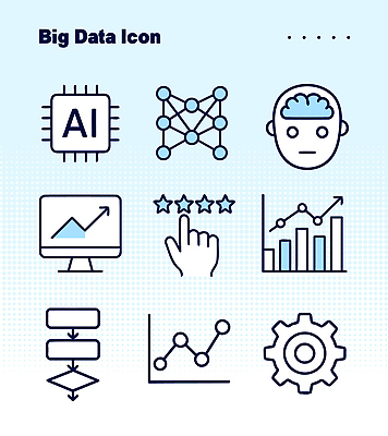 아이콘 기술 그래픽 유행 자료 정보 발전 변화 시스템 기어 서류판 빅데이터 AI_인공지능 2D아이콘 AI파일 컨셉 사무용품 파일형식 벡터 4차산업