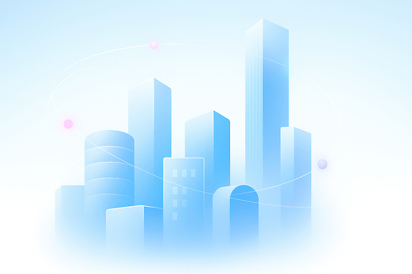 JPG 디자인 건축 배경화면 백그라운드 일러스트 하늘 추상 미래 기술 풍경 파란색 디지털 고층빌딩 공간 도시 구조물 이미지 기하학 밝은색 국내일러스트 AI일러스트 AI콘텐츠 컬러 컨셉 무늬 빌딩 파일형식