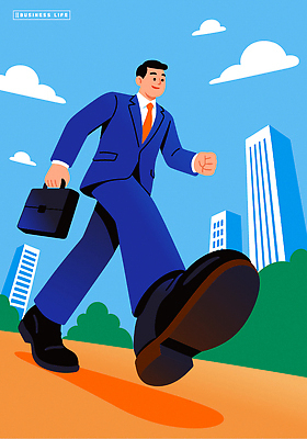 남자 가방 일러스트 비즈니스 모션 하늘 성공 거리 풍경 정장 건물 파란색 사무실 걷기 환경 활발 도시 출근 국내일러스트 AI파일 건축물 잡화 옷 컬러 컨셉 사람 출퇴근 파일형식 벡터