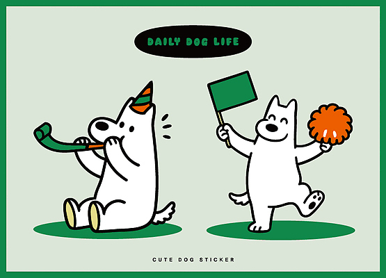 동물 감정 스티커 두마리 일러스트 응원 모션 놀이 표정 일상 친구 파티 귀여움 축하 깃발 유머 강아지 즐거움 장면 사교적 일러캐릭터 AI파일 캐릭터 컨셉 2 관계 이벤트 라이프 반려동물 개 파일형식 벡터