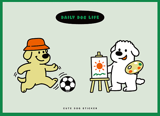 캐릭터 예술 컬러 스티커 일러스트 모션 자연 놀이 날씨 일상 친구 달리기 태양 노란색 축구 그리기 강아지 즐거움 그림 캔버스 일러캐릭터 AI파일 자연요소 감정 관계 라이프 반려동물 구기 개 생태계 파일형식 벡터