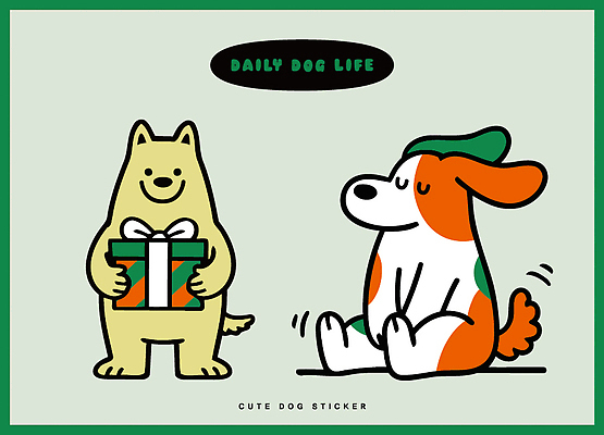 캐릭터 행복 컬러 스티커 일러스트 놀이 아이디어 선물 웃음 일상 친구 반려동물 상자 귀여움 개 강아지 놀이터 포장지 즐거움 일러캐릭터 AI파일 동물 감정 컨셉 포장 포유류 관계 표정 라이프 파일형식 벡터