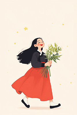 JPG 패션 행복 컬러 꽃다발 일러스트 자연 미소 소녀 초원 걷기 봄 꿈 자유 전통의상 한복 순수 즐거움 뷰티풀 스타일 국내일러스트 AI일러스트 AI콘텐츠 한국전통 전통 계절 여자 꽃 감정 어린이 컨셉 모션 표정 생태계 파일형식