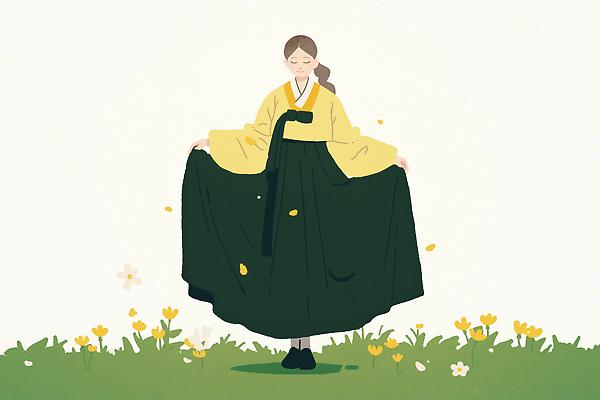 JPG 한국문화 드레스 여자 패션 컬러 꽃밭 일러스트 장신구 자연 축제 봄 춤 우아함 전통의상 한복 즐거움 화사함 소매 뷰티풀 국내일러스트 AI일러스트 AI콘텐츠 동양문화 한국전통 전통 옷 계절 꽃 감정 컨셉 문화예술 한국 사람 생태계 파일형식