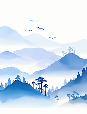 JPG 나무 일러스트 자연 조류 하늘 아침 수채화 산 미술 풍경 파란색 일출 고요 자유 비행 숲 조화 고산지대 수평선 국내일러스트 AI일러스트 AI콘텐츠 주간 식물 동물 컬러 컨셉 문화예술 노을 생태계 파일형식