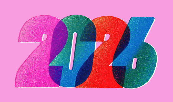 PSD 디자인 예술 분홍색 컬러 백그라운드 일러스트 미래 타이포그라피 그래픽 숫자 유행 그림 겹침 창의성 디지털아트 2026년 국내일러스트 문자 컨셉 연도 파일형식