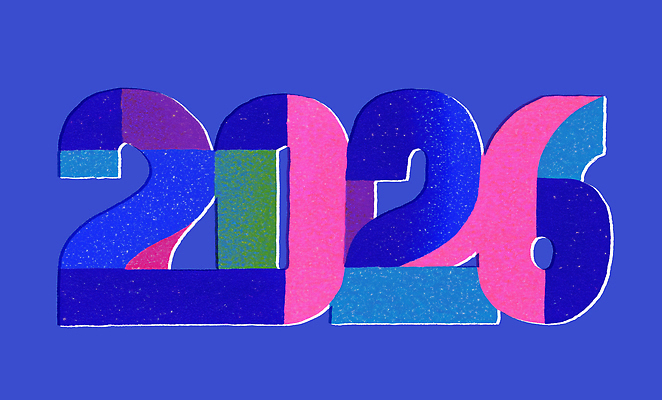 PSD 문자 디자인 예술 컬러 백그라운드 일러스트 미래 새해 형상 창조 타이포그라피 그래픽 장식 파란색 숫자 표현 뷰티풀 창의성 2026년 국내일러스트 컨셉 연도 파일형식