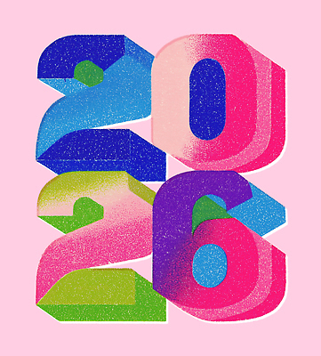 PSD 디자인 예술 컬러 패턴 일러스트 밝음 타이포그라피 그래픽 숫자 유행 3D 활발 표현 입체 모던 색채 창작 2026년 예감 국내일러스트 문자 컨셉 무늬 연도 디지털합성 제사 파일형식