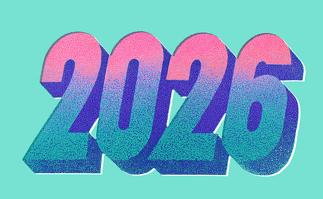 PSD 디자인 예술 컬러 백그라운드 일러스트 이벤트 타이포그라피 그래픽 장식 숫자 유행 표현 모던 청록색 프로젝트 2026년 국내일러스트 문자 연도 파일형식