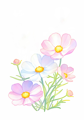 JPG 식물 꽃 컬러 일러스트 자연 생명 아침 잔디 햇빛 정원 봄 감상 코스모스 향기 부드러움 조화 뷰티풀 색채 경관 국내일러스트 AI일러스트 AI콘텐츠 주간 계절 풍경 태양 감각 생태계 냄새 파일형식