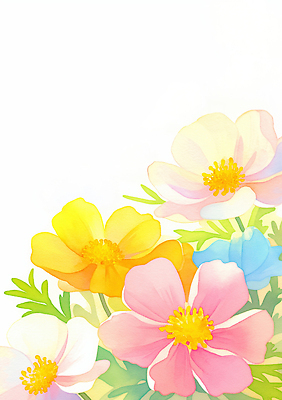 JPG 식물 꽃잎 꽃 여유 예술 컬러 잎 일러스트 자연 생명 풍경 평화 디지털 정원 봄 코스모스 화사함 조화 화판 만개 뷰티풀 국내일러스트 AI일러스트 AI콘텐츠 계절 감정 컨셉 생태계 파일형식