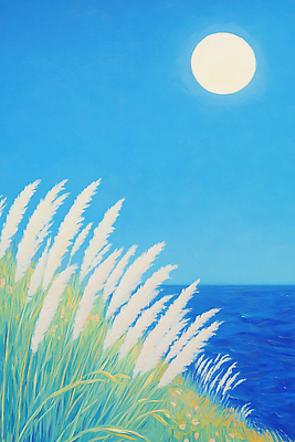 JPG 호수 바다 컬러 일러스트 자연 하늘 바람 휴식 풍경 해변 일상 여름 파란색 태양 평화 환경 조화 국내일러스트 AI일러스트 AI콘텐츠 자연요소 계절 컨셉 날씨 라이프 생태계 파일형식