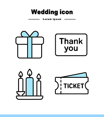 아이콘 디자인 기념일 결혼 초 결혼식 선물 이벤트 장식 세트 파티 축하 티켓 감사 2D아이콘 AI파일 감정 컨셉 파일형식 벡터