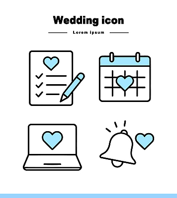 아이콘 디자인 결혼 결혼식 사랑 이벤트 컴퓨터 펜 모임 달력 계획 알림 심볼 준비 체크리스트 2D아이콘 AI파일 감정 컨셉 전자제품 필기구 파일형식 벡터