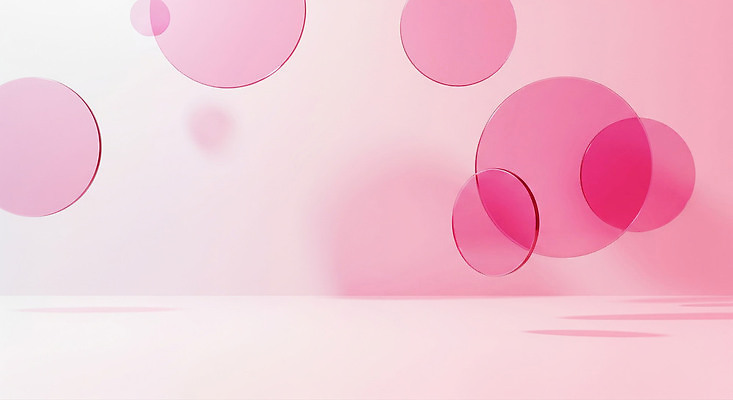 JPG 편집이미지 디자인 분홍색 백그라운드 추상 그래픽 공간 흰색 원형 모던 그림 심플 부드러움 조화 세련 이미지편집 AI컴퓨터그래픽 AI콘텐츠 도형 컬러 무늬 감각 파일형식