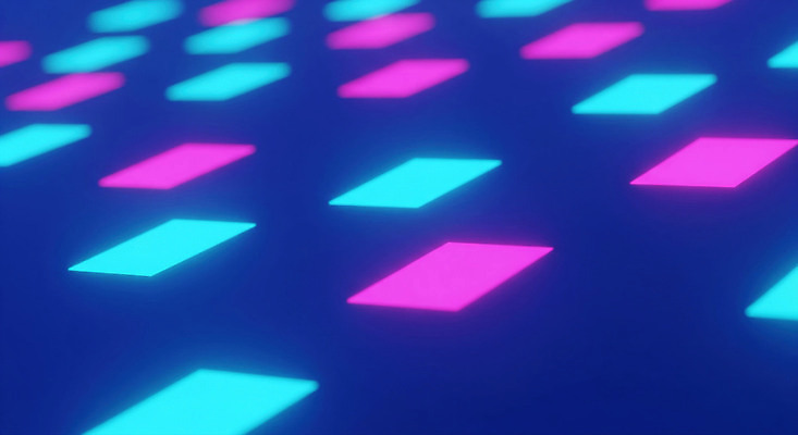 JPG 편집이미지 디자인 예술 컬러 패턴 조명 바닥 반짝임 디지털 회색 배열 타일 모던 네온 생동감 이미지편집 AI컴퓨터그래픽 AI콘텐츠 무늬 모션 파일형식