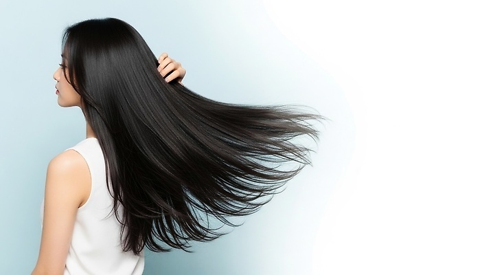 JPG 편집이미지 긴머리 헤어스타일 여자 감정 포즈 백그라운드 자연 파란색 뷰티 표현 자신감 부드러움 뷰티풀 의료성형뷰티 스타일 편집실사 AI인물포토 AI콘텐츠 컬러 사람 감각 CG 생태계 파일형식 AI포토