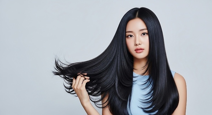 JPG 모델 편집이미지 긴머리 헤어스타일 여자 패션 포즈 뷰티 카메라 감각 우아함 검은머리 모던 뷰티풀 의료성형뷰티 스타일 편집실사 AI인물포토 AI콘텐츠 컨셉 사람 전자제품 CG 파일형식 AI포토