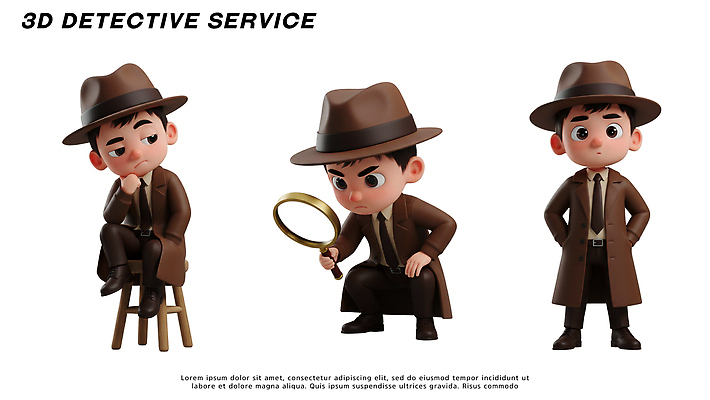 PSD 편집이미지 캐릭터 디자인 옷 남자 포즈 3D 외투 탐험 관찰 유머 미스터리 탐정 편집3D 감정 상의 모션 사람 예측 디지털합성 파일형식