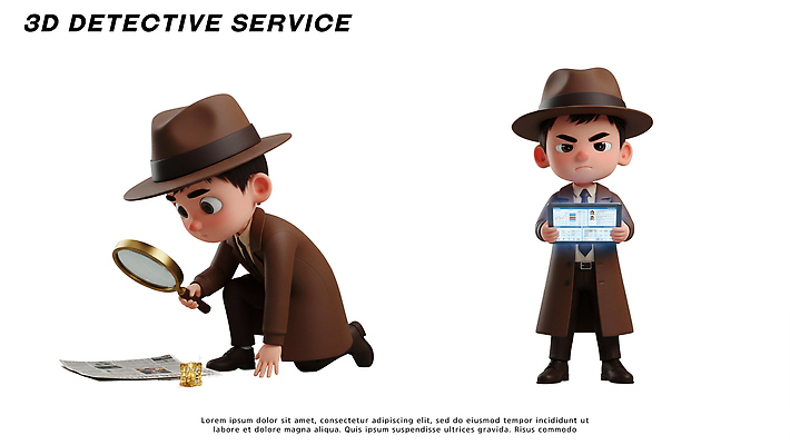 PSD 편집이미지 캐릭터 어린이 돋보기 동상 신문 사건 검사_조사 탐정 루페 편집3D 사람 간행물 조형물 3D 뉴스 기념물 파일형식