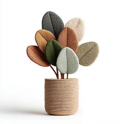 JPG 식물 편집이미지 디자인 화분 컬러 잎 따뜻함 장식 인테리어 빈티지 오브젝트 섬유 아기자기 편집실사 AI포토 AI콘텐츠 컨셉 직물 CG 파일형식