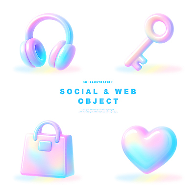 모양 PSD 아이콘 디자인 가방 열쇠 3D아이콘 컬러풀 3D 디지털 헤드폰 웹 하트 표현 소셜미디어 잡화 컬러 음향기기 인터넷 디지털합성 파일형식