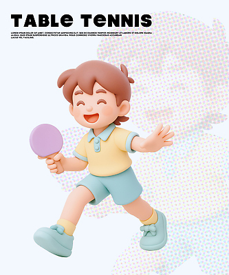 PSD 편집이미지 어린이 스포츠 공 모션 놀이 웃음 취미 달리기 운동 라켓 탁구 즐거움 편집3D 감정 스포츠용품 표정 건강 사람 3D 구기 파일형식