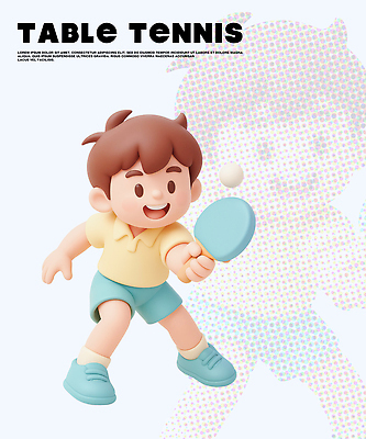 PSD 편집이미지 행복 어린이 스포츠 공 놀이 미소 야외 운동 활발 게임 시간 라켓 탁구 즐거움 편집3D 감정 스포츠용품 컨셉 표정 건강 사람 3D 구기 파일형식