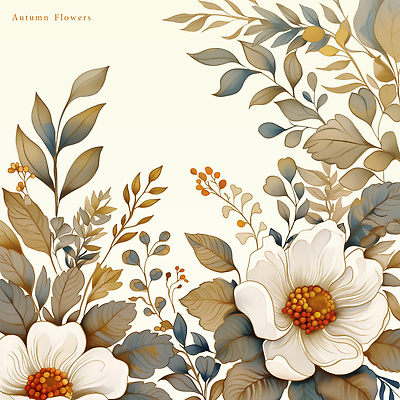 PSD 식물 디자인 꽃 예술 컬러 백그라운드 잎 패턴 일러스트 자연 가을꽃 장식 여름 갈색 금색 흰색 편안함 조화 뷰티풀 국내일러스트 계절 무늬 감각 생태계 파일형식 가을_계절