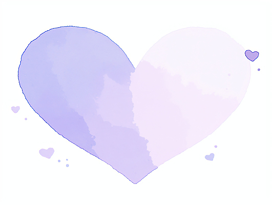 JPG 디자인 감정 예술 컬러 백그라운드 일러스트 수채화 따뜻함 사랑 보라색 로맨틱 하트 표현 그림 부드러움 감성 뷰티풀 창의성 국내일러스트 AI일러스트 AI콘텐츠 모양 컨셉 감각 파일형식