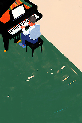 JPG 남자 감정 예술 음악 컬러 연주 일러스트 손가락 모션 소리 공간 피아노 편안함 집중 조용 감성 멜로디 창작 국내일러스트 AI일러스트 AI콘텐츠 손 컨셉 문화예술 사람 감각 건반악기 파일형식