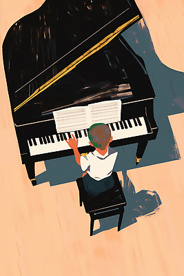 JPG 교육 감정 예술 음악 연주 일러스트 손가락 모션 수업 앉기 소년 학습 공연 공간 피아노 묘기 집중 악보 창의성 국내일러스트 AI일러스트 AI콘텐츠 손 남자 어린이 컨셉 문화예술 이벤트 건반악기 파일형식