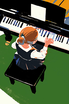 JPG 헤어스타일 손 교육 예술 악기 음악 연주 의자 일러스트 노래 바닥 소녀 초록색 학습 음악가 피아노 클래식 집중 연습 즐거움 창의력 국내일러스트 AI일러스트 AI콘텐츠 직업 여자 감정 어린이 컬러 가구 컨셉 문화예술 신체부위 건반악기 파일형식