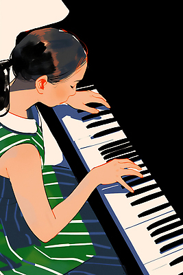 JPG 드레스 감정 예술 음악 백그라운드 연주 일러스트 손가락 모션 소녀 줄무늬 키보드 시간 피아노 집중 즐거움 열정 색감 창의성 국내일러스트 AI일러스트 AI콘텐츠 손 옷 여자 어린이 컨셉 무늬 문화예술 건반악기 파일형식