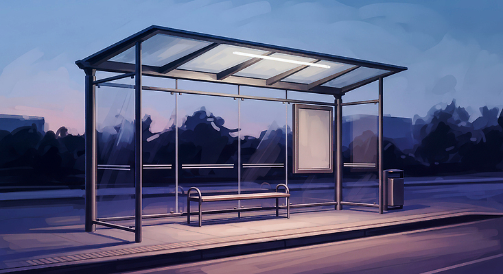 JPG 나무 공원 이동 야경 의자 일러스트 하늘 휴식 조명 풍경 건물 빛 노을 고요 대기 도시 기다림 버스정류장 저녁 구경 Twilight 국내일러스트 AI일러스트 AI콘텐츠 자연요소 식물 건축물 공공시설 가구 컨셉 모션 역 야간 파일형식 풍경_경치