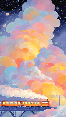 JPG 예술 컬러 여행 일러스트 자연 하늘 풍경 일상 평화 노을 기차 저녁 그림 장면 기차역 뷰티풀 색감 몽환 국내일러스트 AI일러스트 AI콘텐츠 자연요소 육상교통 컨셉 대중교통 라이프 역 야간 생태계 파일형식