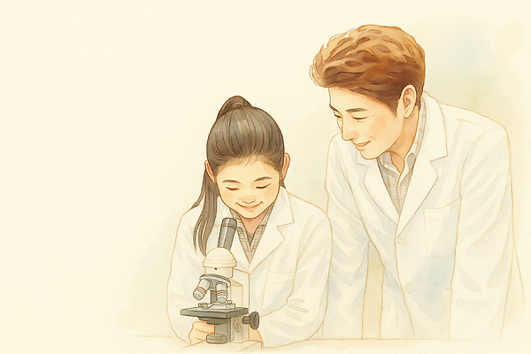 JPG 학생 교육 과학 백그라운드 일러스트 교실 현미경 실험기구 실험 안전 학습 교양 관찰 체험 즐거움 호기심 스승 발견 국내일러스트 AI일러스트 AI콘텐츠 감정 컨셉 학교 모션 파일형식